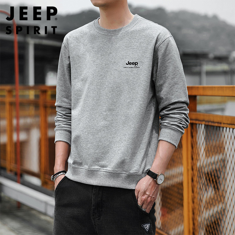 jeepspirit春秋男卫衣宽松休闲韩版圆领男装长袖运动t恤上衣