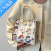 封后上班手拎亚麻手提袋包包女2022新款时尚饭盒便当包ins日系帆布包女斜挎包