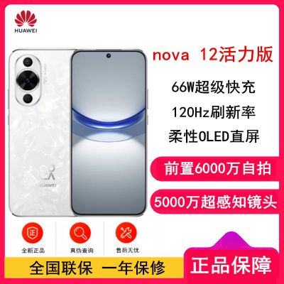 [全新]华为nova12 活力版 冰川白 256GB 66W超级快充 120Hz刷新率 前置6000万超广角拍照 华为手机