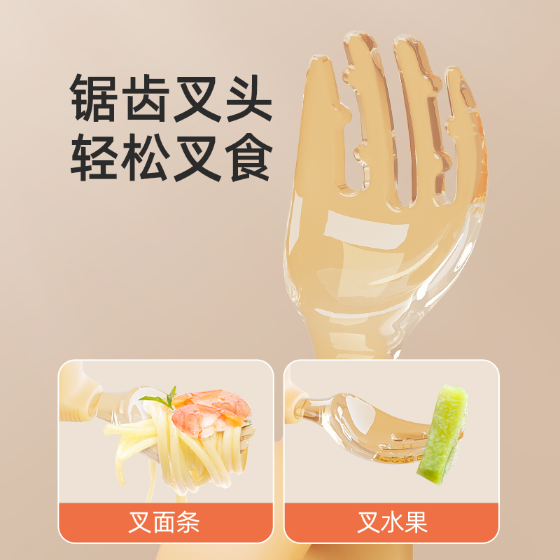 宝宝饭勺婴幼儿学吃饭训练自主进食辅食叉子勺子儿童餐具套装2255高清大图