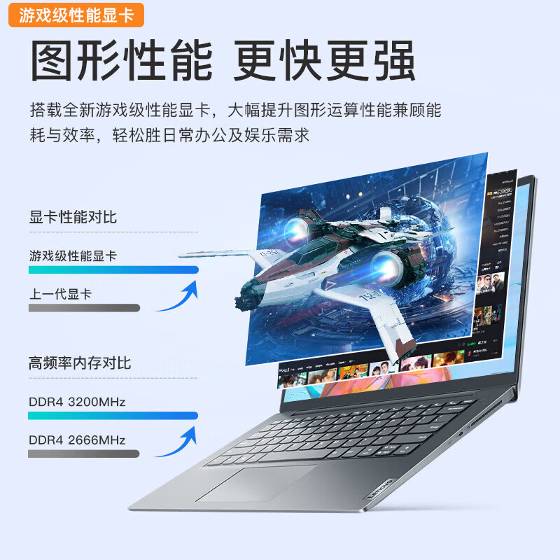 联想扬天V14 旗舰锐龙高性能超轻薄商务办公娱乐学生学习手提本 V14 锐龙R5-7530U处理器 16G内存512G固态硬盘高清大图
