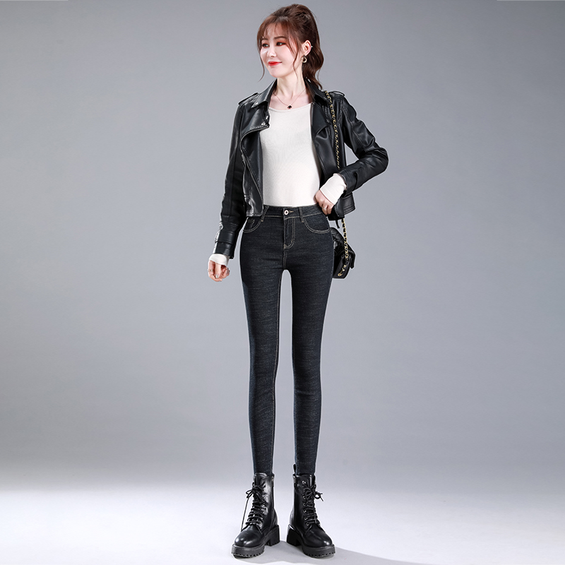 yudi语弟牛仔裤女小脚秋冬2020新款高腰修身显瘦百搭黑色紧身女士裤子