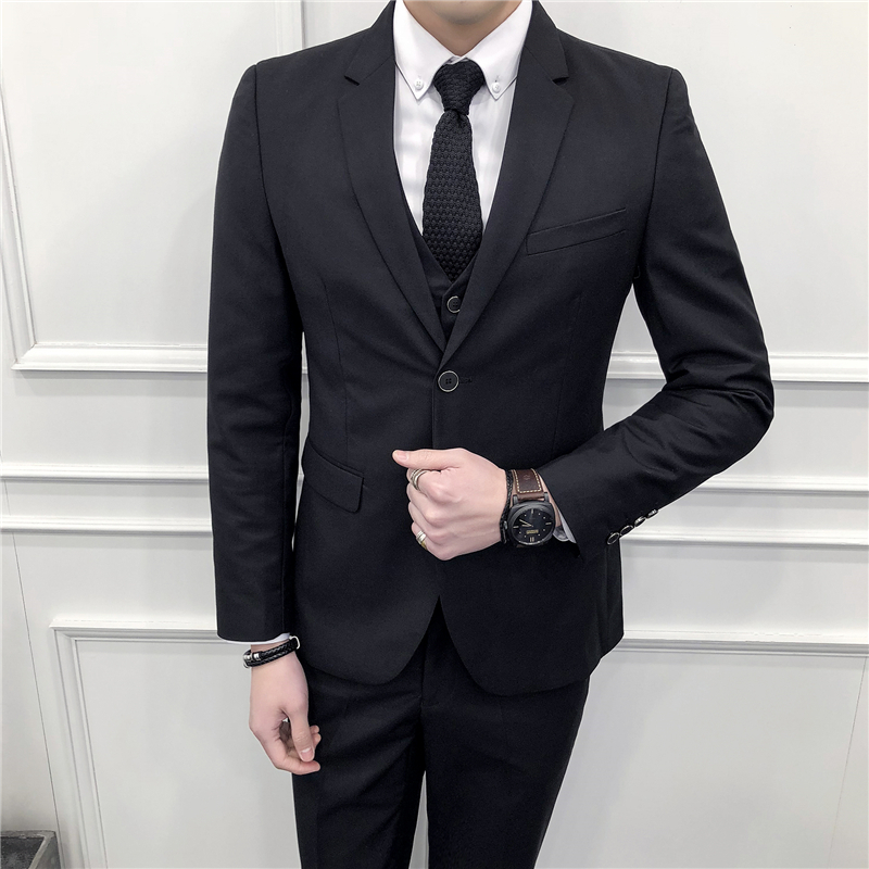 青年韩版修身帅气英伦风商务休闲西装职业正装工作服结婚新郎伴郎礼服