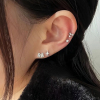 S925纯银爱心蝴蝶结小钻耳钉女ins风时髦精致耳环耳骨钉百搭