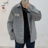 梵克公牛衬衫长袖男学生潮流2020春季日系港风春装格子刺绣休闲宽松衬衣薄款文艺复古痞帅上衣