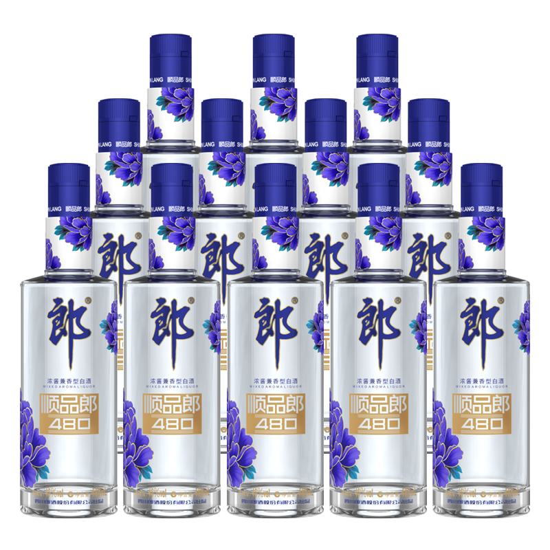 郎酒 顺品480(蓝顺)45度 480mL*12瓶兼香型光瓶白酒