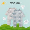 Petitkami2021秋季婴儿海洋彩拔信封领长袖爬服哈衣睡衣连体衣