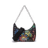 范思哲 VERSACE JEANS COUTURE 女士织物铆钉装饰手提单肩斜挎包腋下包71VA4BX6 71739