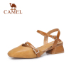 CAMEL骆驼女鞋 2019新款仙女鞋 粗跟舒适一字扣复古百搭凉鞋女