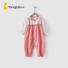 童泰(TONGTAI)2021年春秋款3-24月婴幼儿衣服女宝宝时尚闭裆蛤衣假两件连体衣爬服