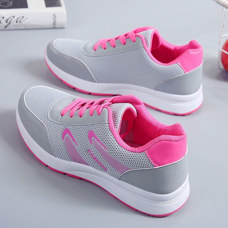 防滑运动鞋女单鞋春秋新款百搭学生厚底跑步鞋透气女士休闲网面鞋威珺