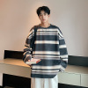 蒙洛里克港风条纹卫衣男生春秋季日系潮牌长袖T恤内搭打底衫圆领宽松衣服MYW23-5531