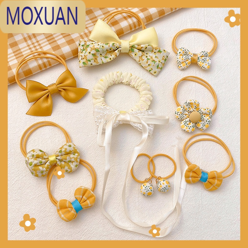 MOXUAN儿童蝴蝶结飘带发圈头饰韩国可爱女童扎头发橡皮筋发绳不伤发头绳