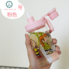 韩国ins网红创意卡通可爱便携少女心吸管玻璃杯学生水杯子 封后 史努比手机盖-黑色480ml