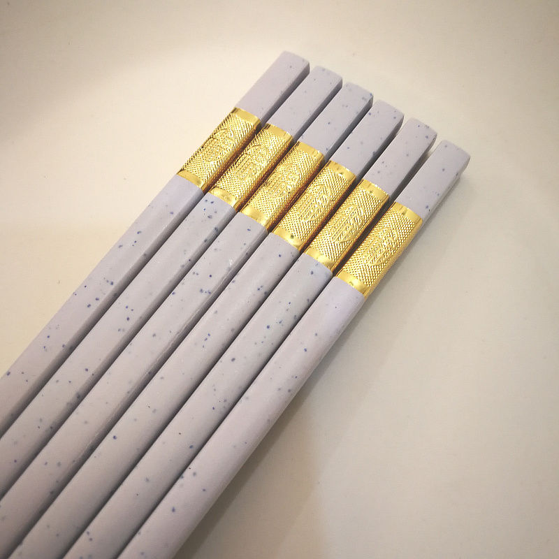 [新一代]清新天然小麦秸秆合金筷子家用高档合金筷稻谷壳筷子Y1|淡紫色一双试用装 金福24cm