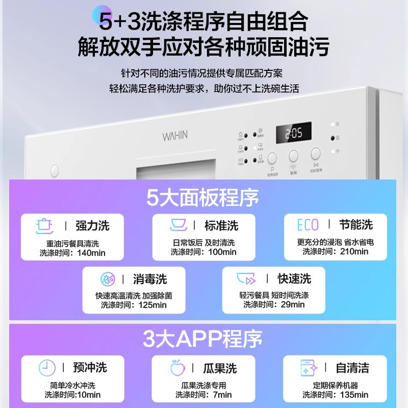 华凌洗碗机3602Plus家用智能台式嵌入式消毒自动开门烘干小型一体