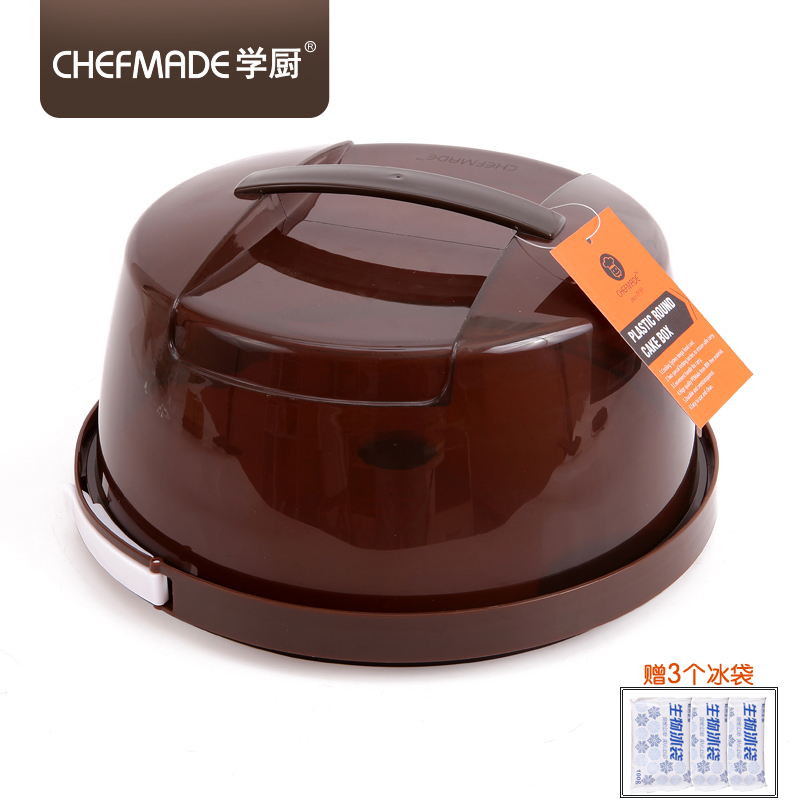 学厨 厨房工具 烘焙工具 蛋糕盒6-8寸日式圆形塑料重复家用手提透明包装保鲜点心盒子WK9204高清大图