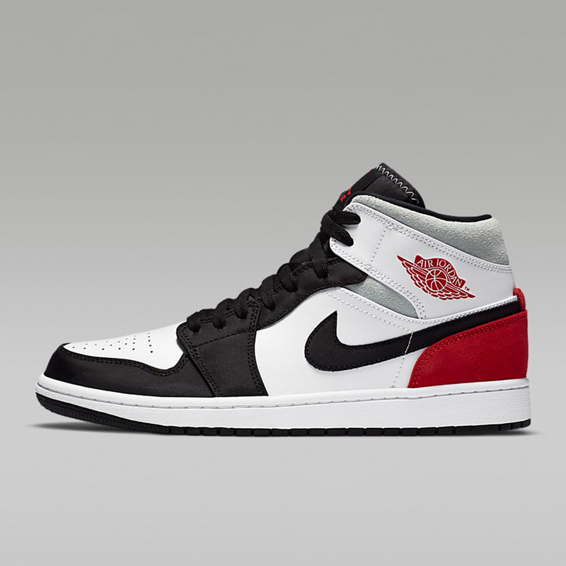 耐克Air Jordan 1 Mid AJ1黑白红拼接 小Union 篮球鞋852542-100