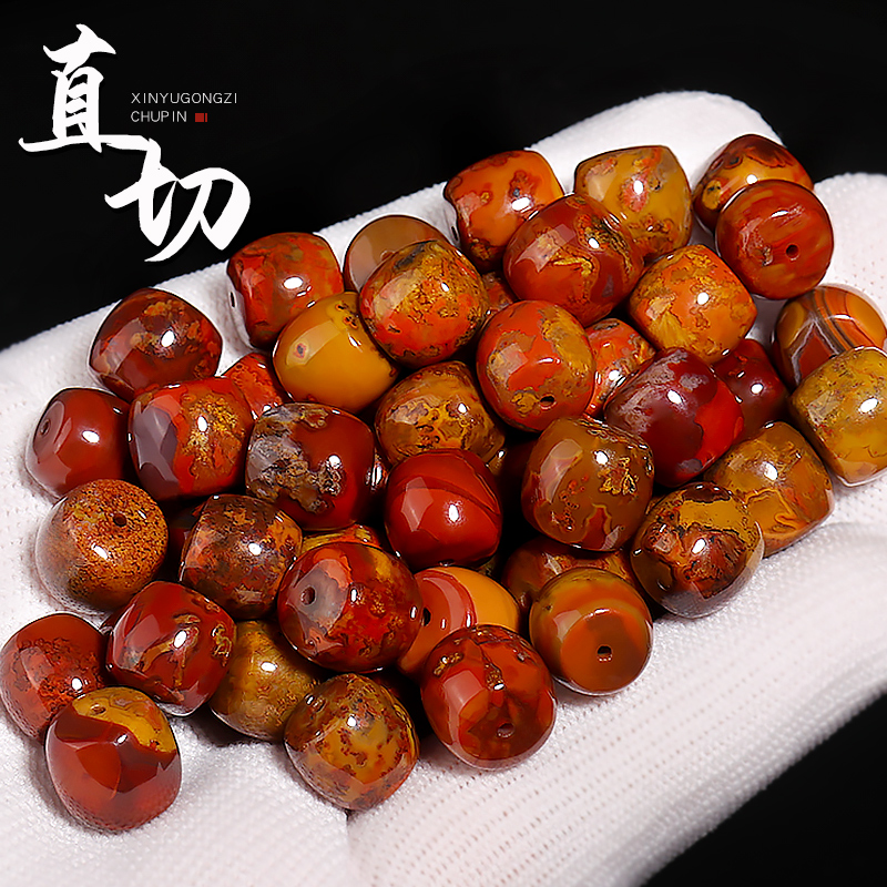 原矿宣化战国红直切桶珠隔珠散珠文玩金刚星月菩提子手串diy配饰送女朋友老婆情人节七夕生日礼物