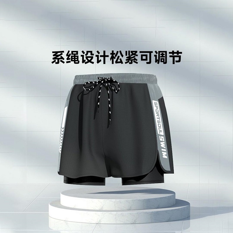 Sportsoul 男士 黑色双层泳裤 3XL