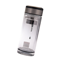 亚泰 YT-8985 水晶杯 玻璃杯 双层茶杯 360ML 银色 (1个装)(单位:件)