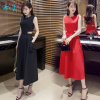 2018夏季女装时尚性感露腰修身显瘦收腰连衣裙气质小礼服长裙