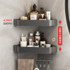 汉德斯科枪灰浴室三角置物架卫生间拐角收纳架加厚免打孔淋浴房三角篮太空铝