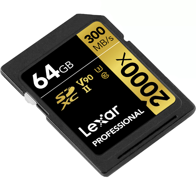 雷克沙(Lexar)64GB SD卡相机内存卡读300MB/s写260MB/s UHS-II单反存储卡 V90等级8K高清大图