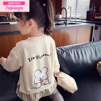 七斓女童卫衣2022新款宝宝秋装圆领洋气卡通假两件长袖春秋小女孩上衣