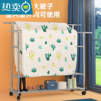 敬平不锈钢双杆晾衣架落地折叠阳台家用晒衣架伸缩室外晒被器挂衣架 三杆晾衣架2.4米可折叠 防风扣手套万向轮