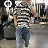 HongZun欧货高端夏季男士条纹短袖T恤个性弹力上衣清新文艺潮流体恤