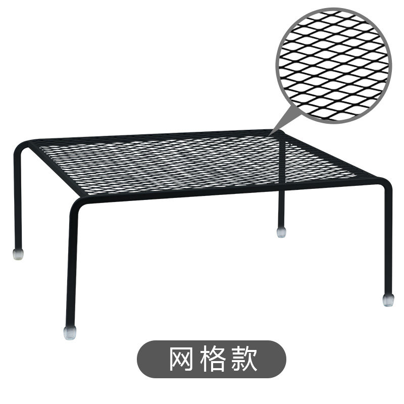 橱柜分层架厨房厨具用品落地置物架浴室台面整理架宿舍衣柜收纳架 黑色 网格款