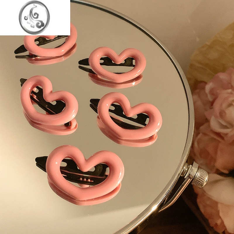 JiMi超cute粉色爱心少女心发夹甜美刘海侧边夹子简约边夹发卡小号发饰