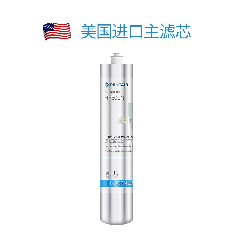 美国.爱惠浦(EVERPURE) 厨下式家用净水器H-300N主滤芯 美国原装进口 1.7L/分钟超大流量 特效除抗生素