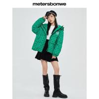 [1件5折价:199.5]美特斯邦威女潮流老花夹克宽松长袖上衣保暖加厚外套羽绒服