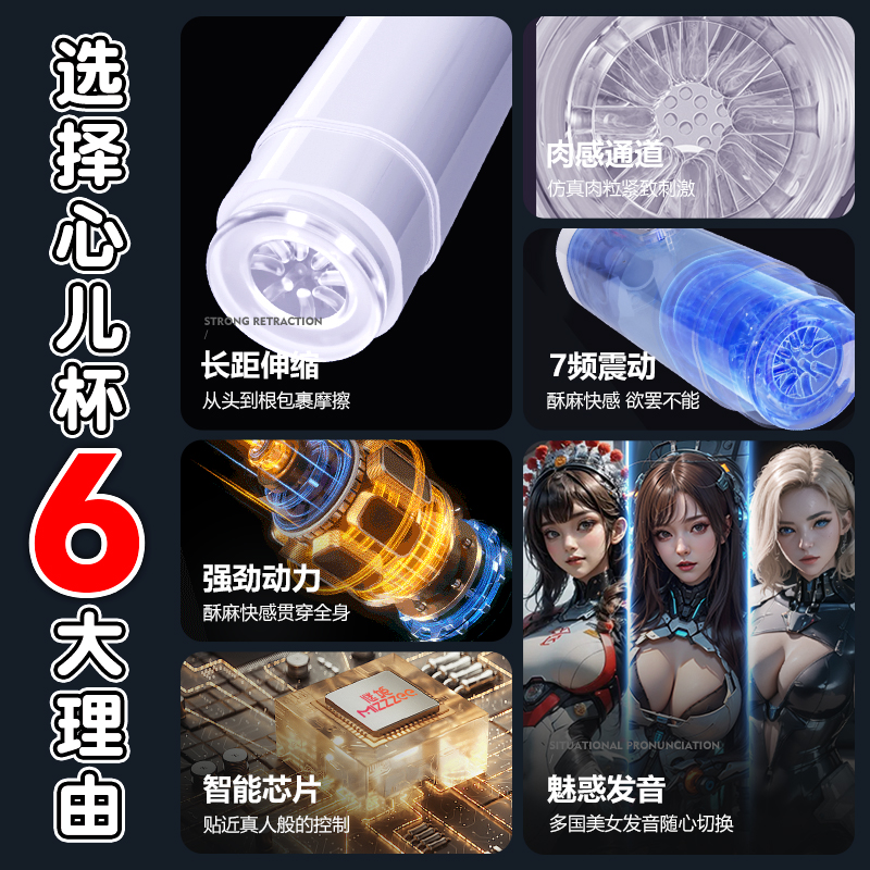 谜姬全自动伸缩电动飞机杯震动夹吸倒模名器便携宿舍情趣玩具男士专用插入式炮架阴茎训练液晶显示撸管自慰杯男性成人用品高清大图