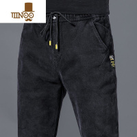 YANXU松紧腰牛仔裤男士弹力哈伦2023年青年新款宽松百搭休闲九分裤 4XL建议165-180斤 K451黑色