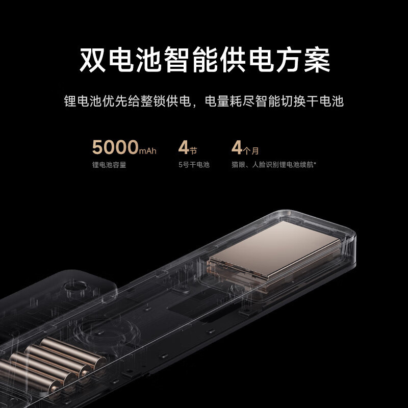小米(MI)智能门锁2 人脸识别版 米家指纹锁推拉式电子锁3D人脸识别可视猫眼大屏全自动门锁办公家用密码锁防盗门集成门铃