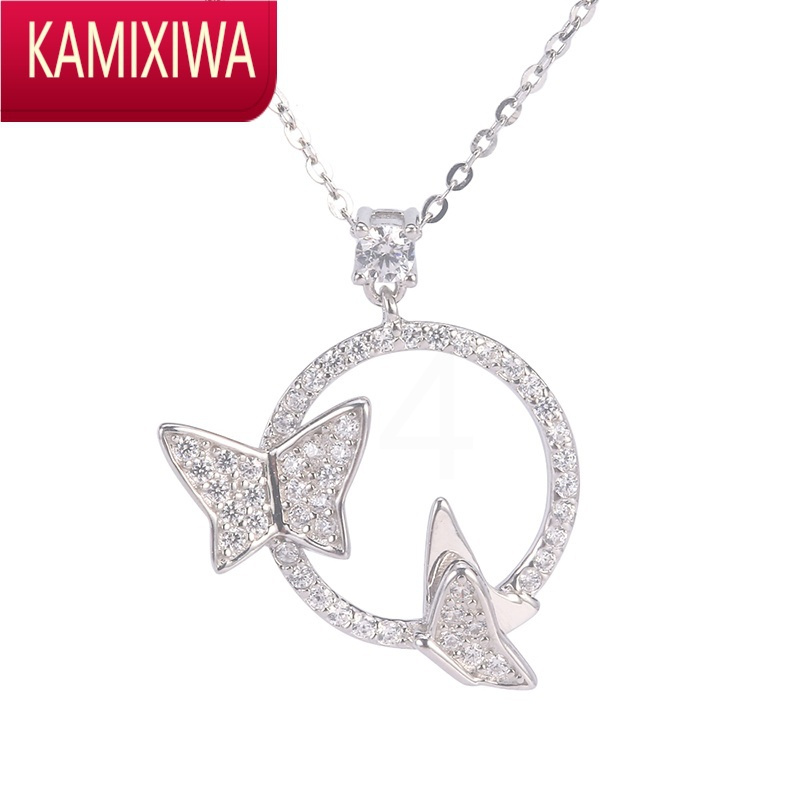 KAMIXIWA高级感女友生日礼物蝴蝶银项链女轻奢小众设计2022年饰品百搭女
