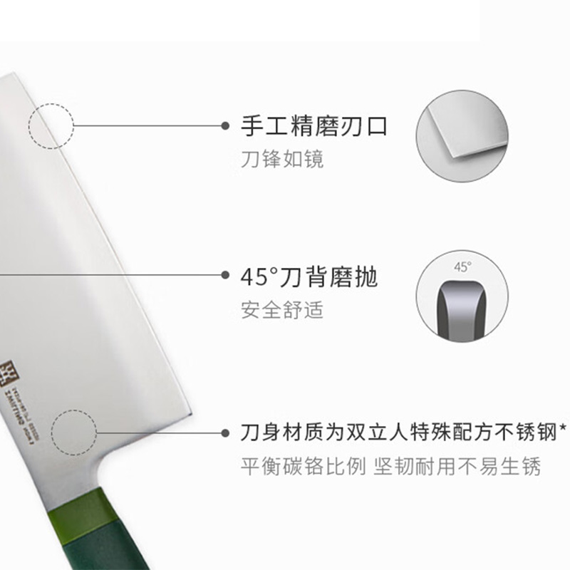 双立人中片刀18cm切菜刀具青柠绿54379-181-722高清大图