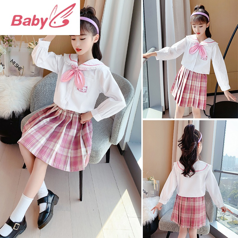 春秋装儿童公主裙子网红jk制服学院风套装中大童女孩潮裙子童视频