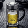 希诺 XN-6721 双层玻璃杯 435ml 带盖过滤办公室高档泡茶杯手柄创意便携玻璃水杯 （单位：个）