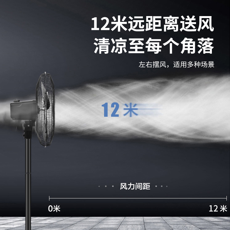美的(Midea)电风扇 FS45-20C牛角扇工业风扇强力落地扇大风力室外车间工厂电扇 12米送风 纯铜电机