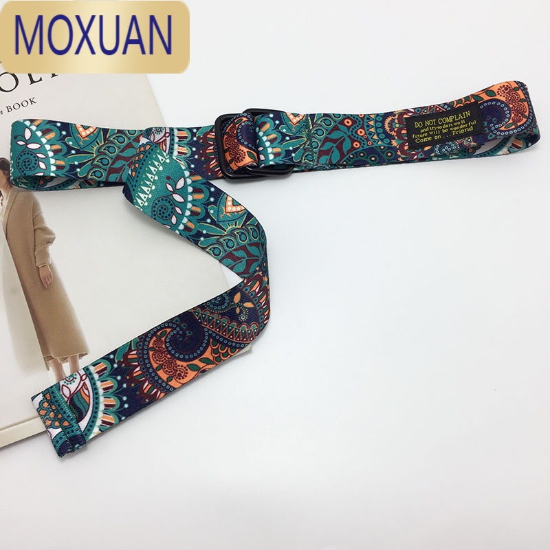 MOXUAN腰果花双环扣腰带男潮ins女酷欧美年轻人光面帆布裤带少年皮带