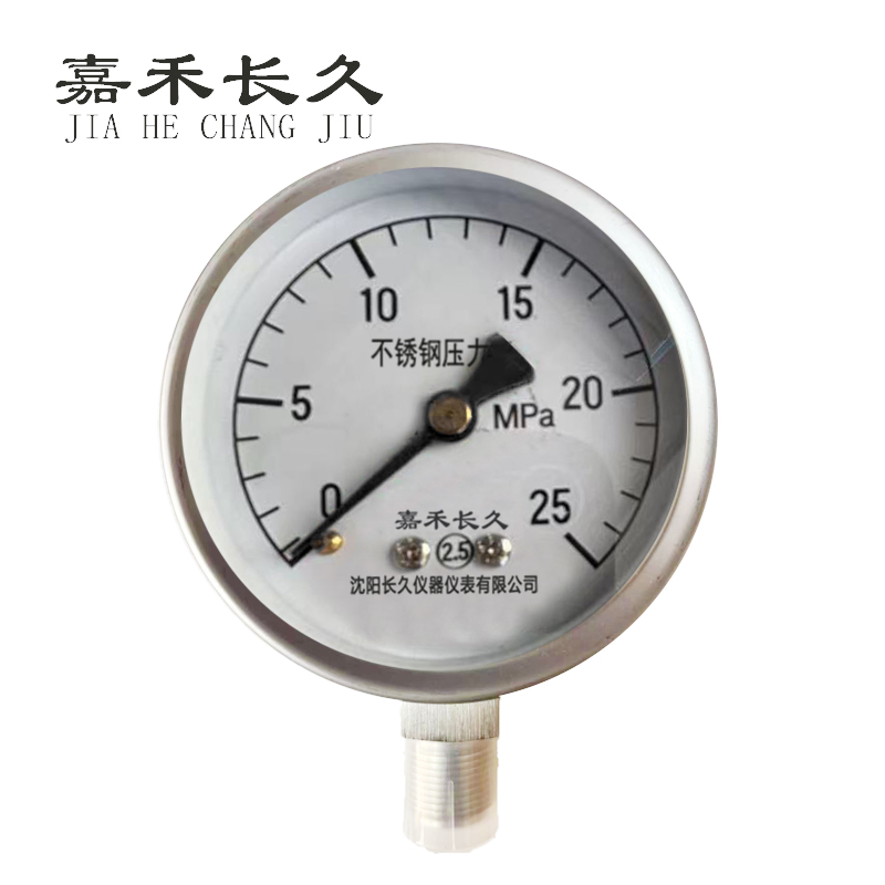 嘉禾长久+不锈钢压力表检测定制型+Y60BF+块 0-25Mpa