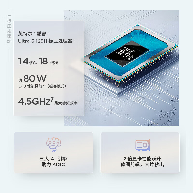 联想ThinkBook16+英特尔Evo酷睿Ultra5标压AIPC 16G 1TB RTX4060 8G独显办公笔记本高清大图