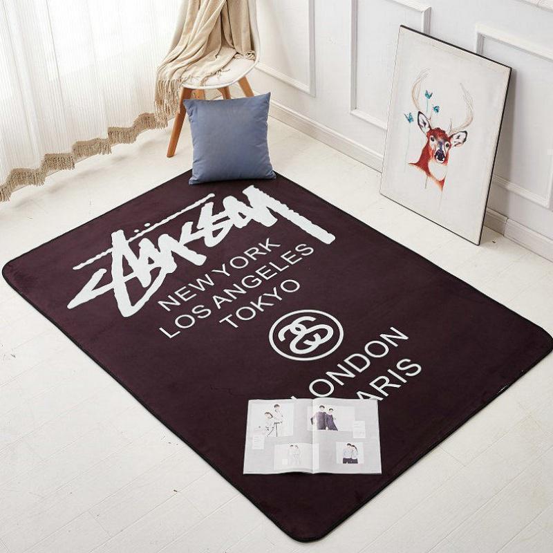 美帮汇logo定制潮牌服装店拍照客厅地毯粉色少女床边毯衣帽间穿衣镜地毯 黑色2 120CM×160CM
