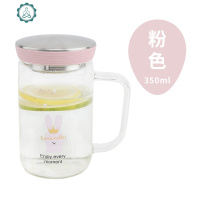 创意个性耐热玻璃杯办公室女带过滤网简约泡茶杯子带手柄防漏喝水杯子 封后 简悦动物耐热玻璃杯-粉色350ml
