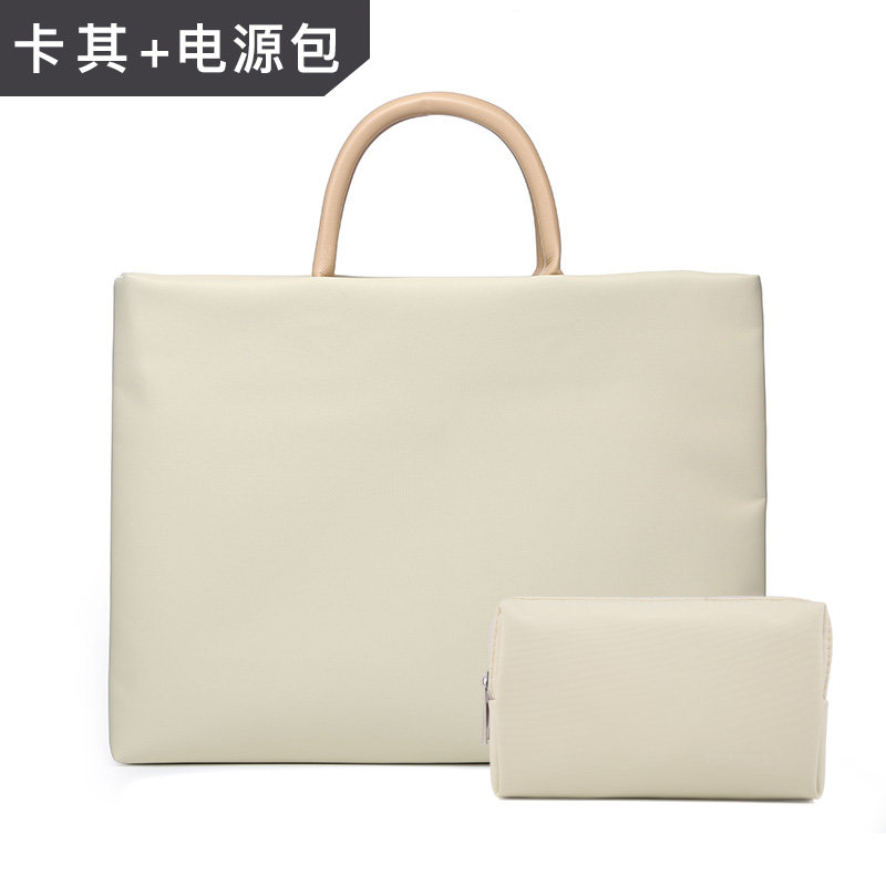 手提包适用联想苹果惠普macbook小新air13小米12华为保护套13.3笔记本14电脑|卡其色+电源包 13.3英寸