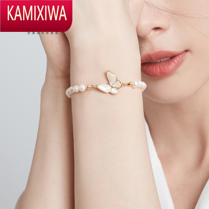 KAMIXIWA淡水珍珠蝴蝶手链女2022年新款轻奢ins小众设计高级感精致520礼物